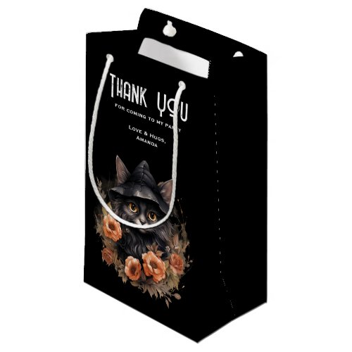 Cute Black Cat in a Witchs Hat Party Thank You Small Gift Bag