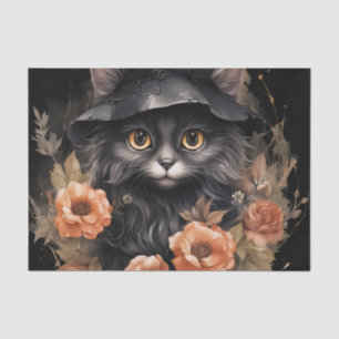 Cute Black Cat in a Witch's Hat Tissue Paper