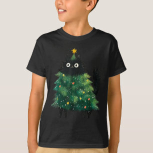 Cute Black Cat In Christmas Tree Cat Lover Holiday T-Shirt