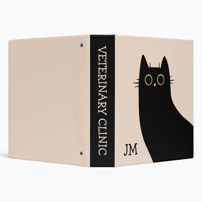 Cute black cat in Mid Century style 3 Ring Binder (Background)