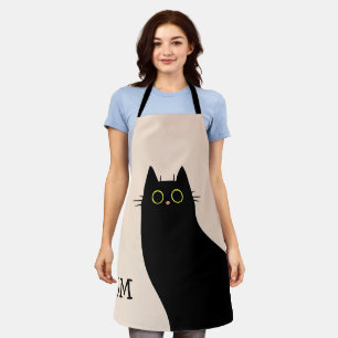 Cute black cat in Mid Century style Apron