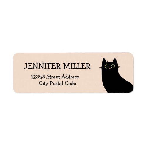 Cute black cat in Mid Century style Label