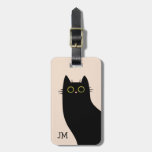 Cute black cat in Mid Century style Luggage Tag