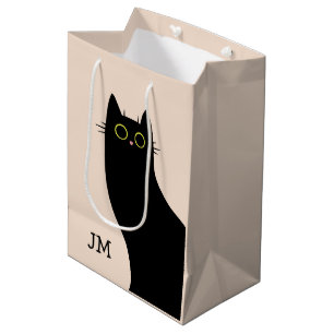 Cute black cat in Mid Century style Medium Gift Bag