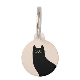 Cute black cat in Mid Century style Pet ID Tag