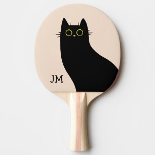 Cute black cat in Mid Century style Ping Pong Paddle