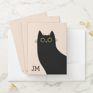 Cute black cat in Mid Century style Pocket Folder