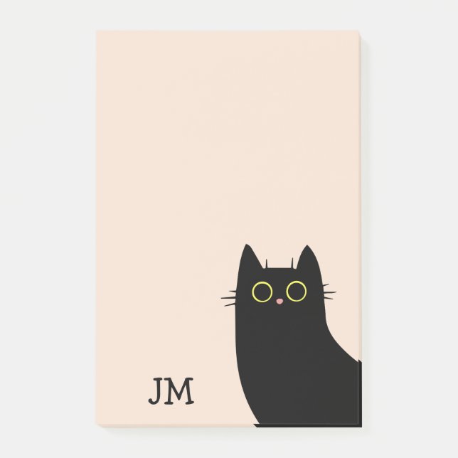Cute black cat in Mid Century style Post-it Notes (Front)