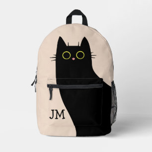 Cute black cat in Mid Century style Printed Backpack