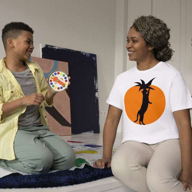 Cute Black Cat In Orange Tomato On White Trendy T-Shirt (Creator Uploaded)