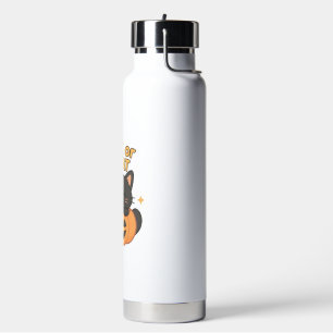 Cute Black Cat in Pumpkin � Trick or Treat Kawaii Water Bottle