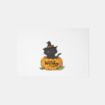 Cute black cat in pumpkin with witch hat, kawaii s