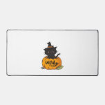 Cute black cat in pumpkin with witch hat, kawaii s desk mat