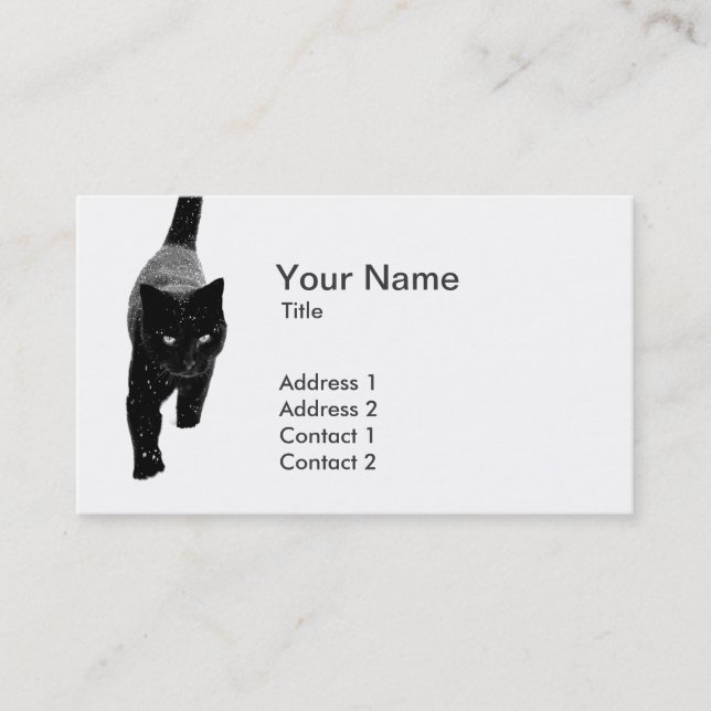 Cute Black Cat in the Snow - Business Card (Front)