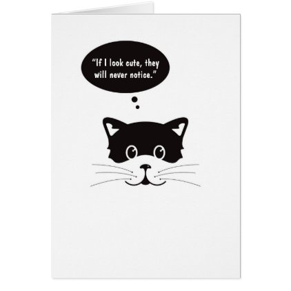 Cute Black Cat In Thought Greeting Card