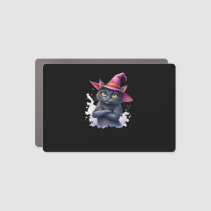 Cute Black Cat in Witch Hat � Magical Halloween Ar Car Magnet