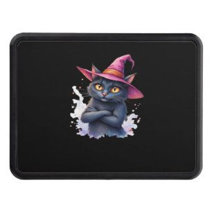 Cute Black Cat in Witch Hat – Magical Halloween Ar Hitch Cover