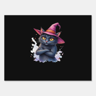Cute Black Cat in Witch Hat � Magical Halloween Ar Sign