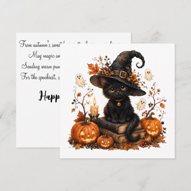 Cute Black Cat & Jack-O-Lanterns  (Front/Back)