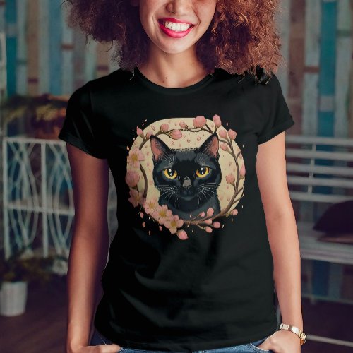 Cute Black Cat Japanese Aesthetic T_Shirt