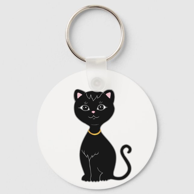 Cute Black Cat Keychain (Front)