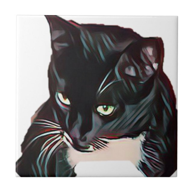 Cute Black Cat Kids Ceramic Tile (Front)