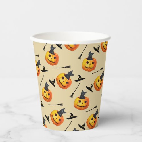 Cute Black Cat kids Halloween Party Pattern Paper Cups