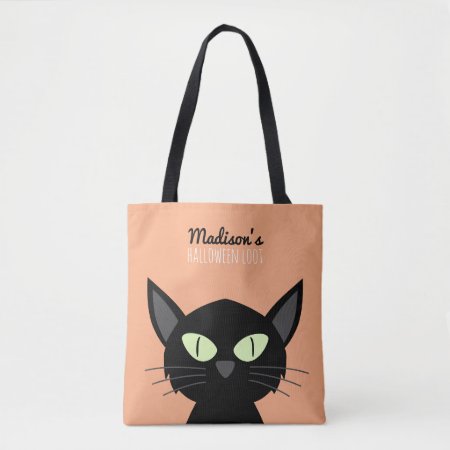 Cute Black Cat Kids Halloween Tote Bag