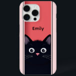 Cute Black Cat Kitten Modern Personalized Name iPhone 15 Pro Max Case<br><div class="desc">Cute Black Cat Kitten Modern Personalized Name iPhone 15 Pro Max Phone Cases features a cute black cat peering through a door with your personalized name in simple modern script typography. Designed by Evco Studio www.zazzle.com/store/evcostudio</div>