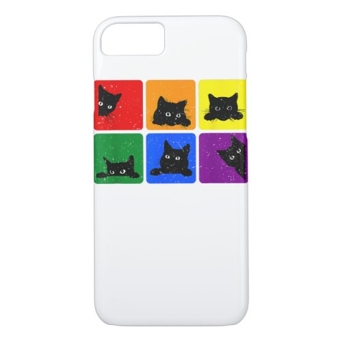 Cute Black Cat LGBT Rainbow Gay Pride Cat Lovers  iPhone 87 Case