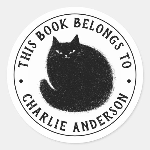 Cute black cat library bookplate book