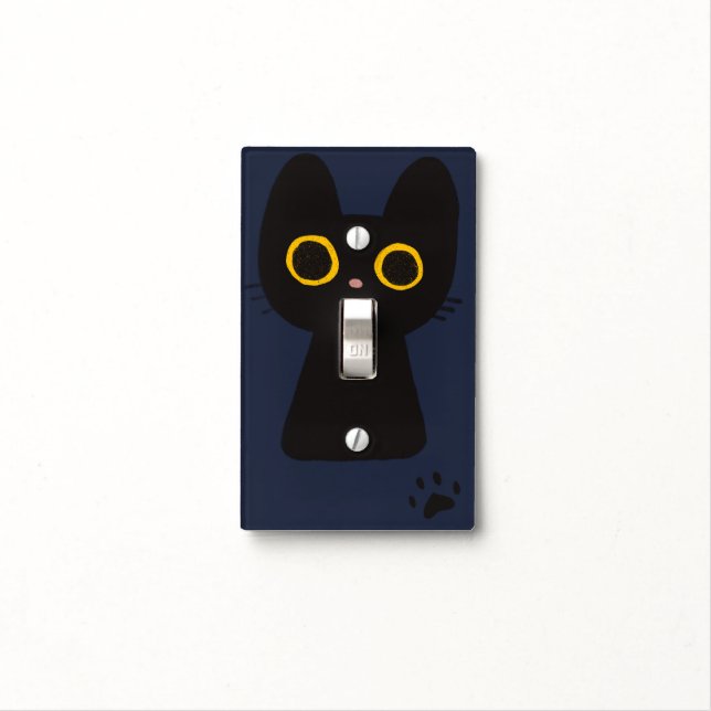 Cute Black Cat Light Switch Cover (In Situ)
