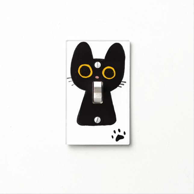 Cute Black Cat Light Switch Cover (In Situ)