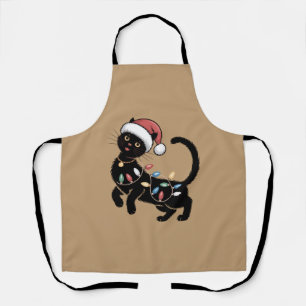 Cute Black Cat Lover Christmas Mom Gift Holiday Apron
