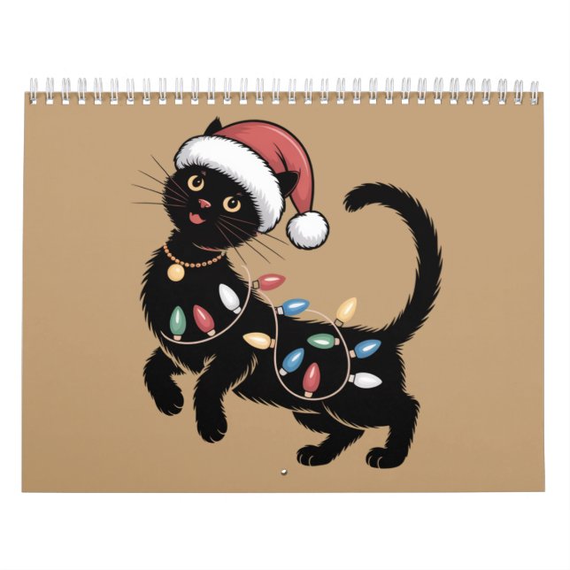 Cute Black Cat Lover Christmas Mom Gift Holiday    Calendar (Cover)