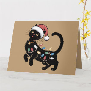 Cute Black Cat Lover Christmas Mom Gift Holiday    Card