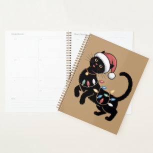 Cute Black Cat Lover Christmas Mom Gift Holiday    Planner