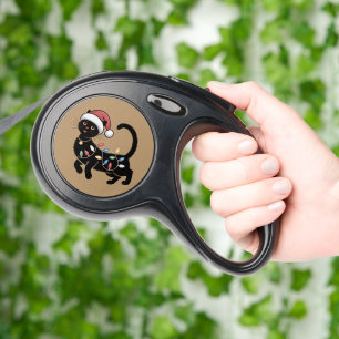 Cute Black Cat Lover Christmas Mom Gift Holiday Retractable Pet Leash