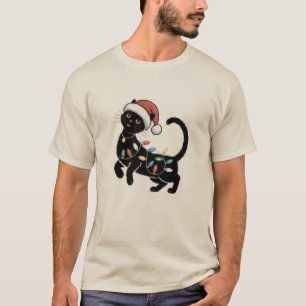 Cute Black Cat Lover Christmas Mom Gift Holiday    T-Shirt