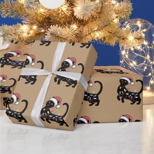 Cute Black Cat Lover Christmas Mom Gift Holiday    Wrapping Paper (Holidays)