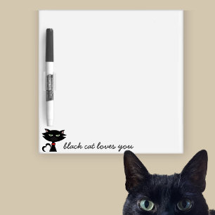 Cute Black Cat Loves You Quote Dry Erase Board