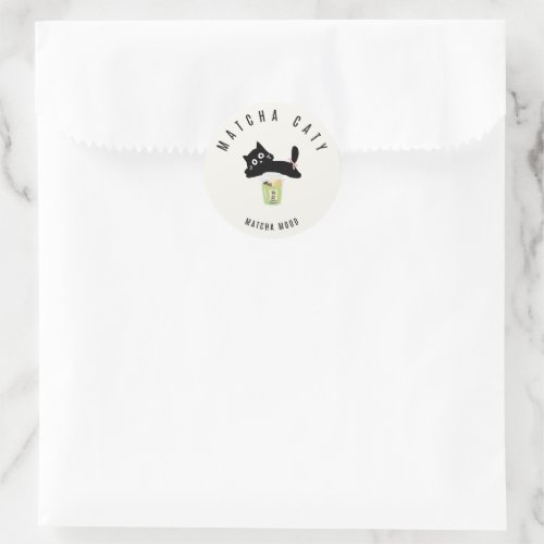 Cute Black Cat Matcha Sticker | Matcha Caty |