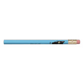 Cute black cat meow cartoon blue pencil (Rotated 270)