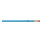 Cute black cat meow cartoon blue pencil (Back)