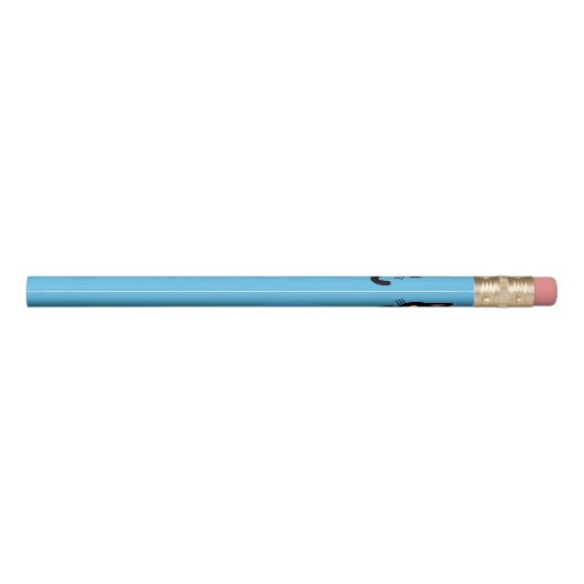 Cute black cat meow cartoon blue pencil (Back)