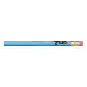 Cute black cat meow cartoon blue pencil (Rotated 90)