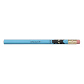 Cute black cat meow cartoon blue pencil (Front)