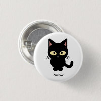 Meow Black Cat Pink Button - Home