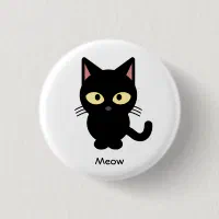 Meow Black Cat Pink Button - Home