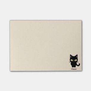 Cute black cat meow cartoon post-it notes